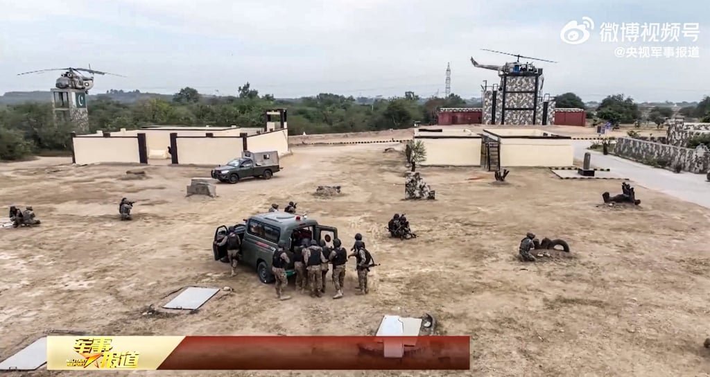 It was the neighbouring countries’ first joint counterterrorism drill in five years. Photo: CCTV