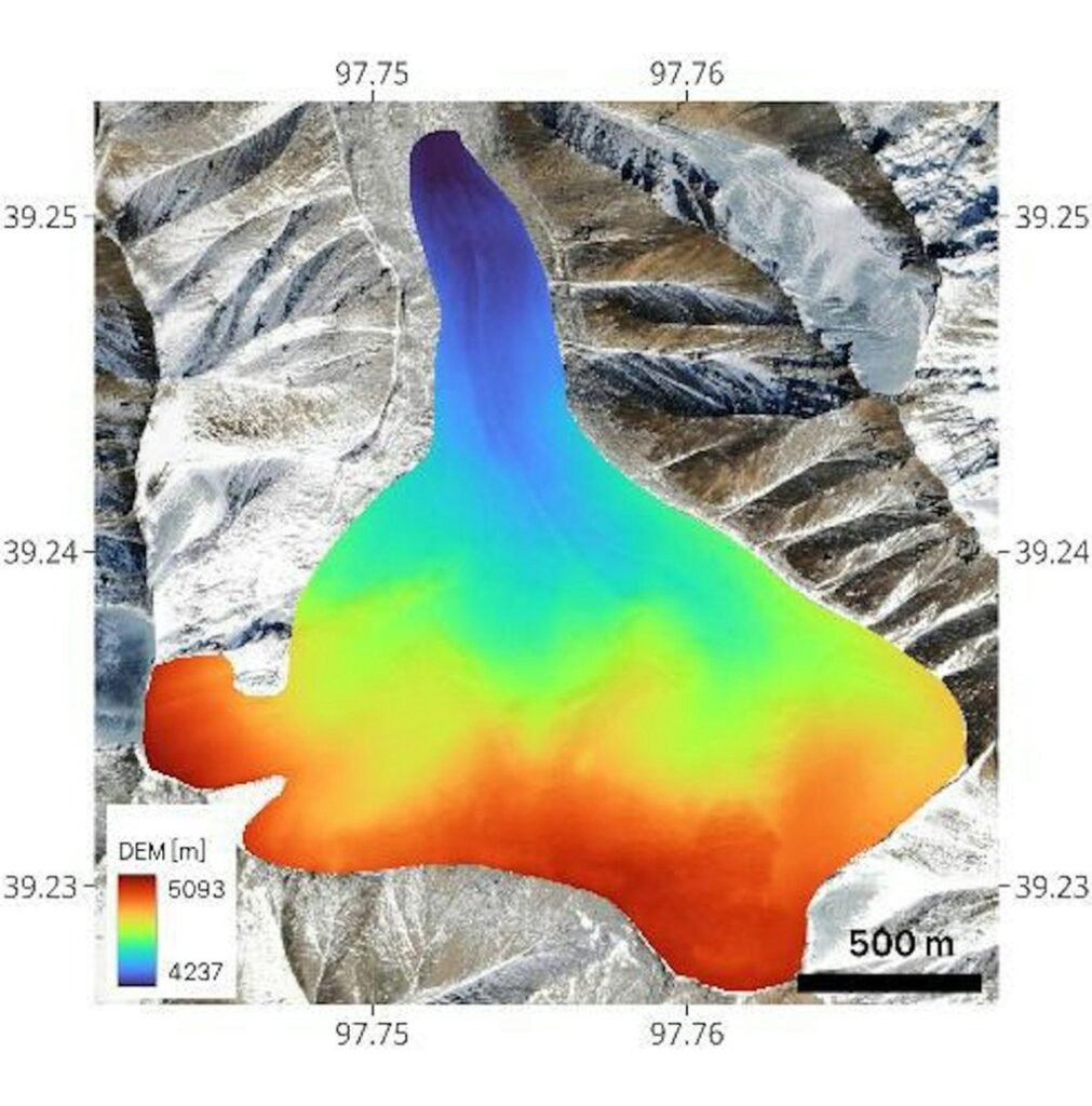 The radar gathered data to build up a digital elevation model of the Qiyi glacier. Photo: Chinese Academy of Sciences