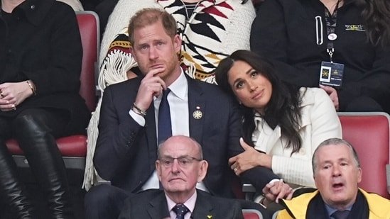 Britain's Prince Harry and Meghan Markle, the Duke and Duchess of Sussex, attend the opening ceremony of the 2025 Invictus Games in Vancouver, Canada, Saturday, Feb. 8, 2025. (Aaron Chown/PA via AP)(AP)