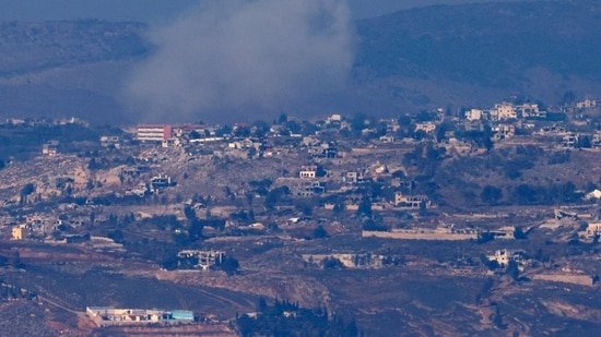 This picture taken from northern Israel along the border with southern Lebanon shows smoke billowing above the Lebanese village of Khiam during Israeli bombardment, on December 2, 2024, days into a fragile ceasefire between it and the Iran-backed Hezbollah.(AFP)