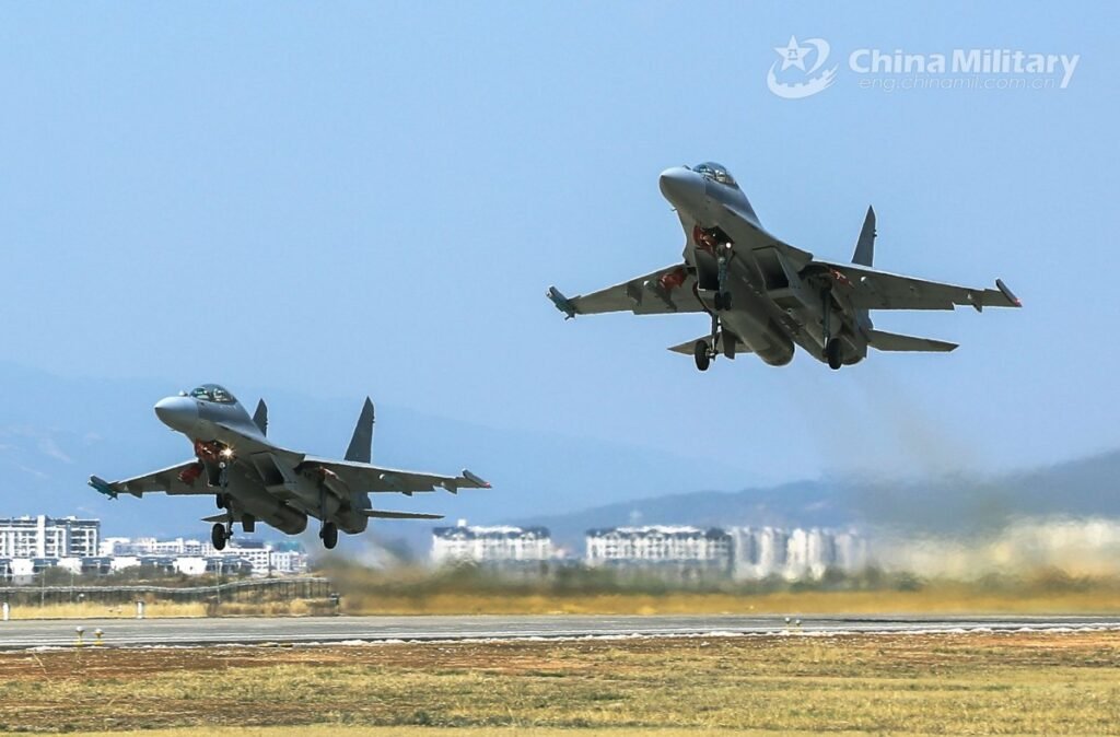 Chinese Fighter Jets Conduct Training