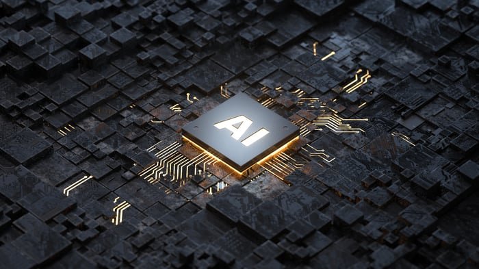 AI GPU on a circuit board.