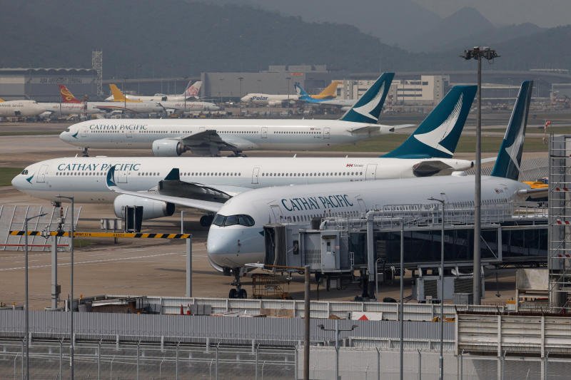 A Cathay Pacific Airbus A350 aircraft is seen at Hong Kong International Airport on Sept 3, 2024. (Photo: Reuters)