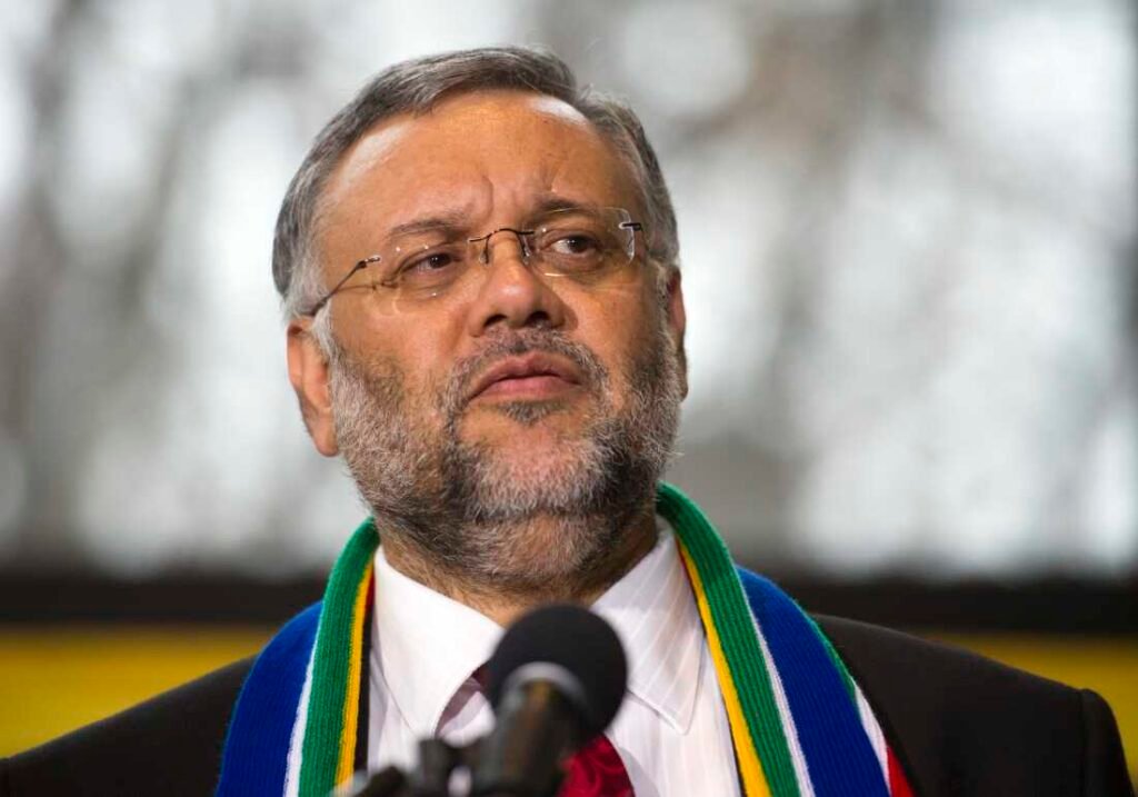 South Africa's ambassador to the U.S. Ebrahim Rasool speaks at the South African Embassy in Washington, Dec. 6, 2013.