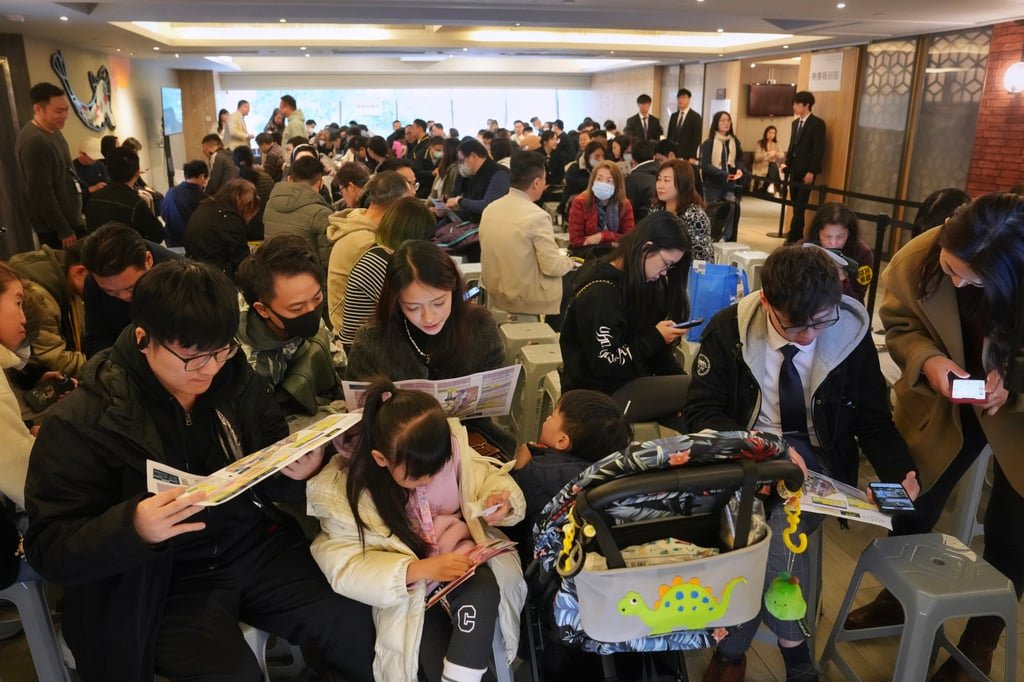 Potential buyers seen during the launch of the Gold Coast Bay project in Tuen Mun in January 2025. Photo: Elson Li