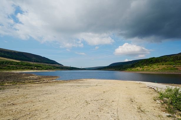 A view of the water levels at Torside Reservoir in Derbyshire.