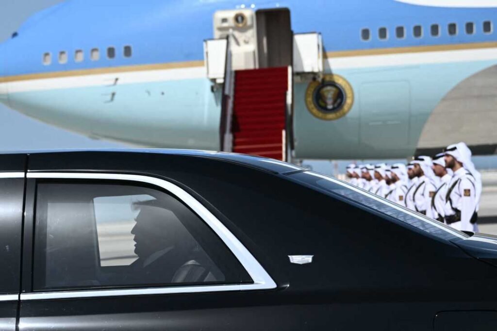 President Trump arrives in the Qatari capital Doha on Wednesday. Trump touched down at Hamad International Airport, with relations between the two governments in the spotlight over Qatar's offer to Trump of a $400 million luxury aircraft to serve as a new Air Force One.
