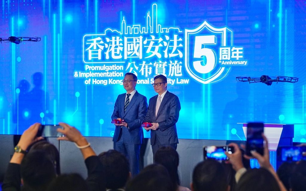 Secretary for Justice Paul Lam (left) and Secretary for Security Chris Tang. Photo: Elson Li