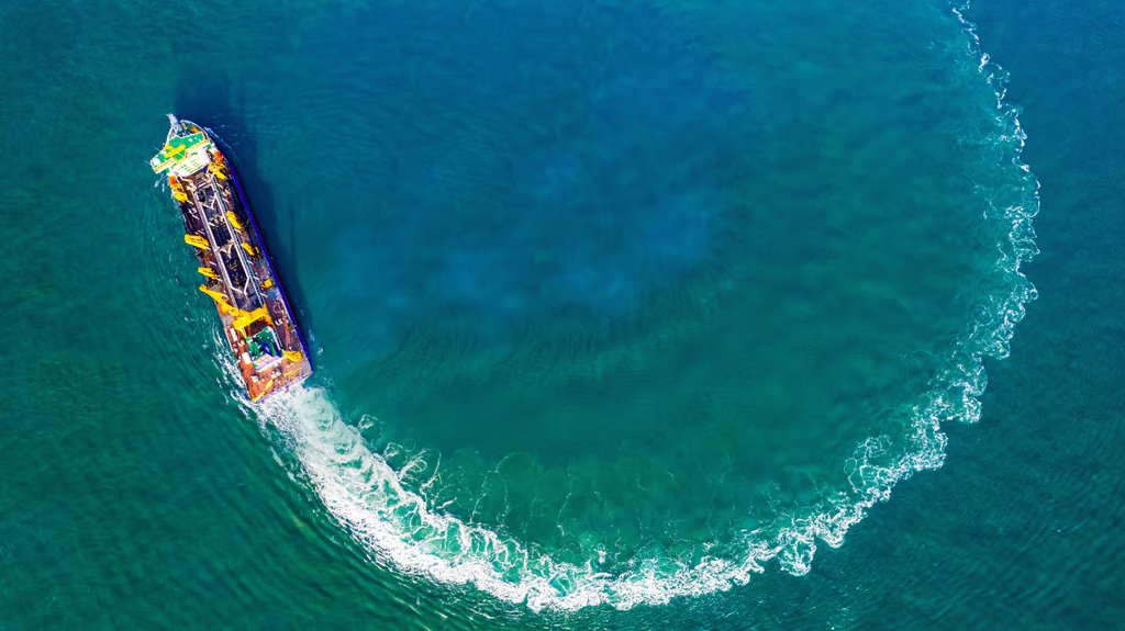 The sea trials for Asia’s largest trailing suction hopper dredger, the Tongjun, took place over five days in the Yellow Sea off northeastern China. Photo: Handout