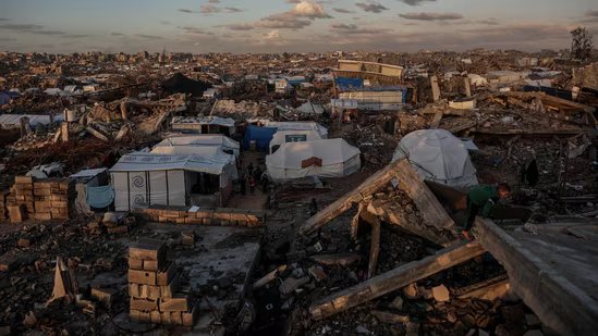 A general view after heavy rain in Jabalia city, northern Gaza Strip.(AFP)