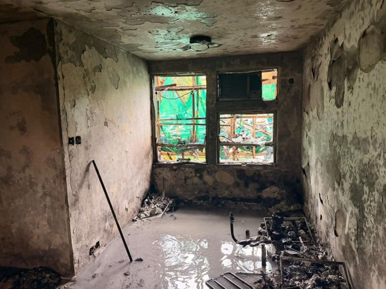 Hong Kong Police photos show the inside of burnt out apartments in Wang Fuk Court complex on Sunday November 30.