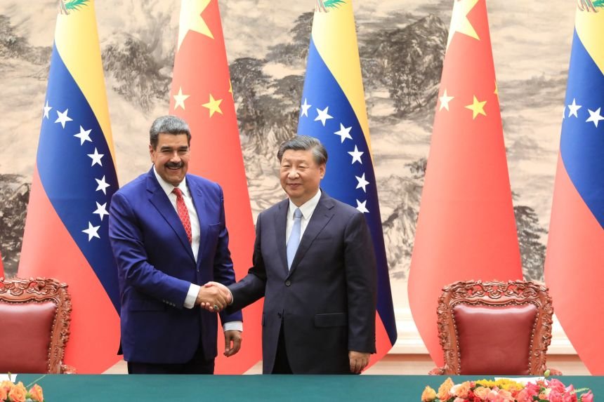 Venezuela's President Nicolas Maduro meets with Chinese leader Xi Jinping at the Great Hall of the People in Beijing in 2023.