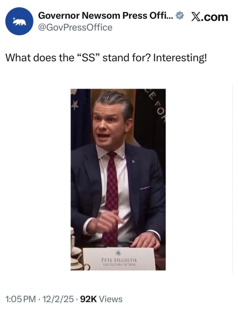 Gavin Newsom post on X