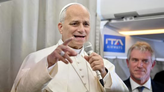 Pope Leo XIV speaks to journalists about his election and US-Venezuela relations, aboard a flight to Rome at the end of his apostolic journey.(Reuters)