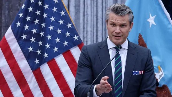 USSecretary of Defense Pete Hegseth speaks during a Christmas service at the Pentagon.(AFP)