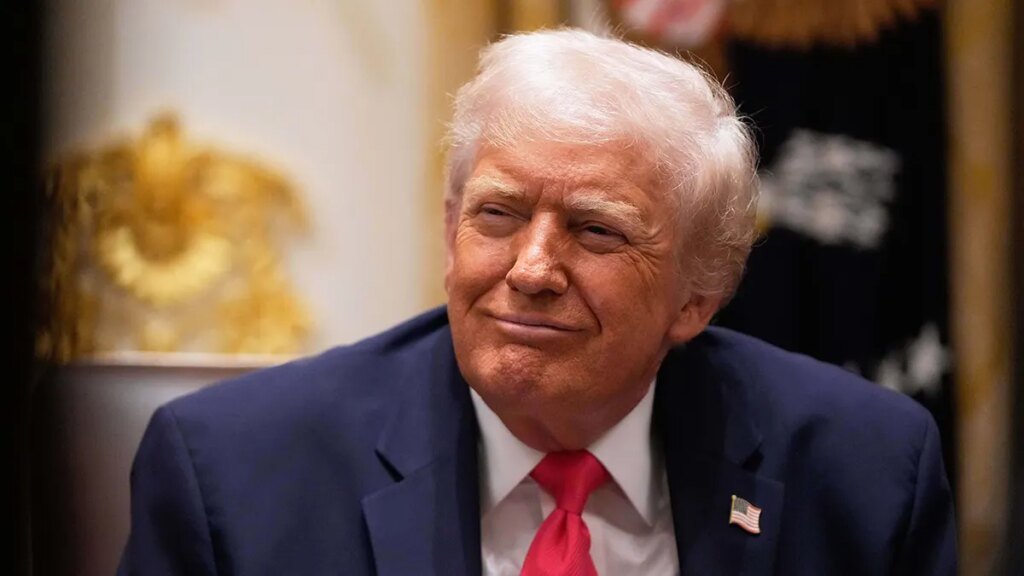 President Donald Trump reacts during Cabinet meeting