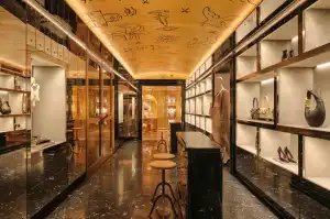 The interior of Schiaparelli's salon-boutique in Hong Kong
