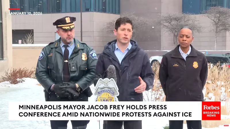 Minneapolis Mayor Jacob Frey Holds Press Conference Amid Nationwide Anti-ICE Protests.