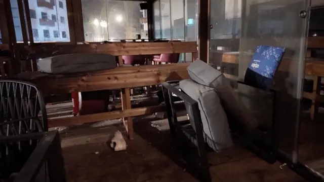 The upper level of "Le Constellation" bar, taken after the fire