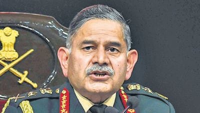 Army Chief General Upendra Dwivedi addressed the annual press conference in New Delhi on Tuesday. (Hindustan Times)