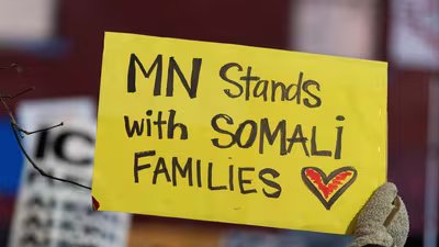 Demonstrators rally in protest against Immigration and Customs Enforcement (ICE), amid a reported federal immigration operation targeting the Somali community, in Minneapolis, Minnesota, U.S. December 8, 2025. (REUTERS)