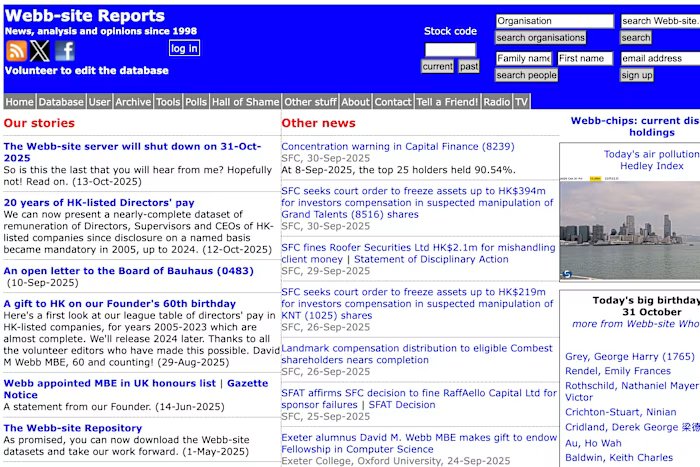 David Webb, Hong Kong corporate governance activist, 1965-2026