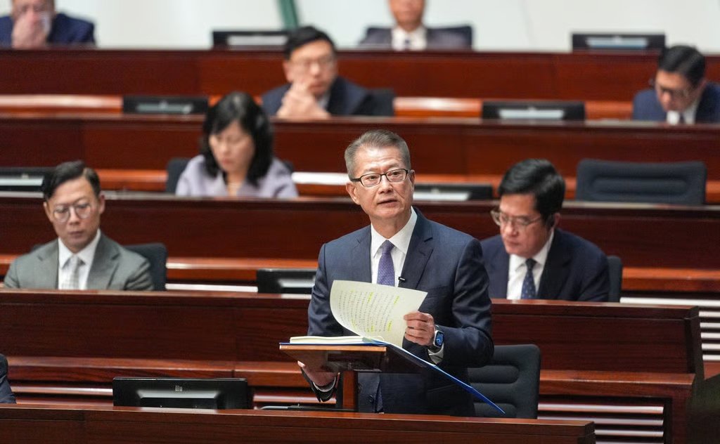 Financial Secretary Paul Chan Mo delivers his budget speech on Wednesday. Photo: Eugene Lee