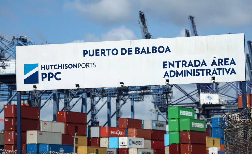 The administrative entrance at the port of Balboa in Panama City on February 12. Photo: AFP