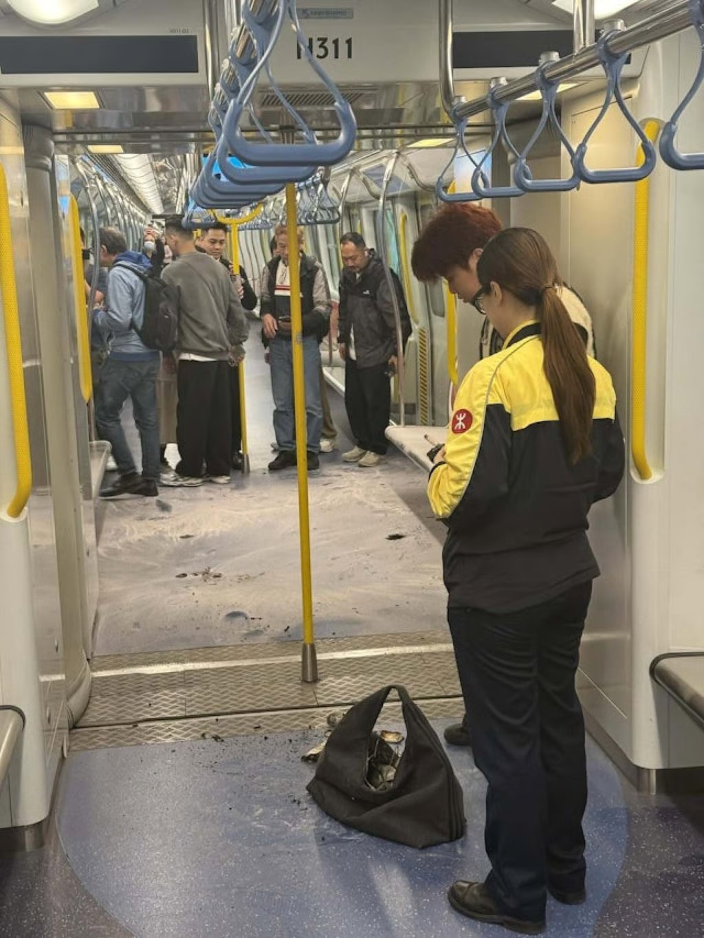 Police received a report at about 8.35am that an external battery pack had ignited on a train. Photo: Threads/ @kenophk2001