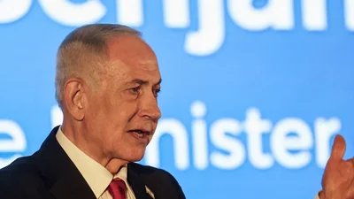 Israeli Prime Minister Benjamin Netanyahu gestures as he speaks during the Conference of Presidents of Major American Jewish Organisations, in Jerusalem. (REUTERS)
