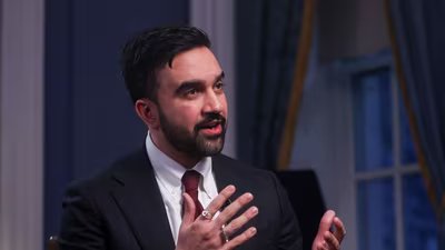 Zohran Mamdani, mayor of New York, during an interview at City Hall in New York, US. (Bloomberg)