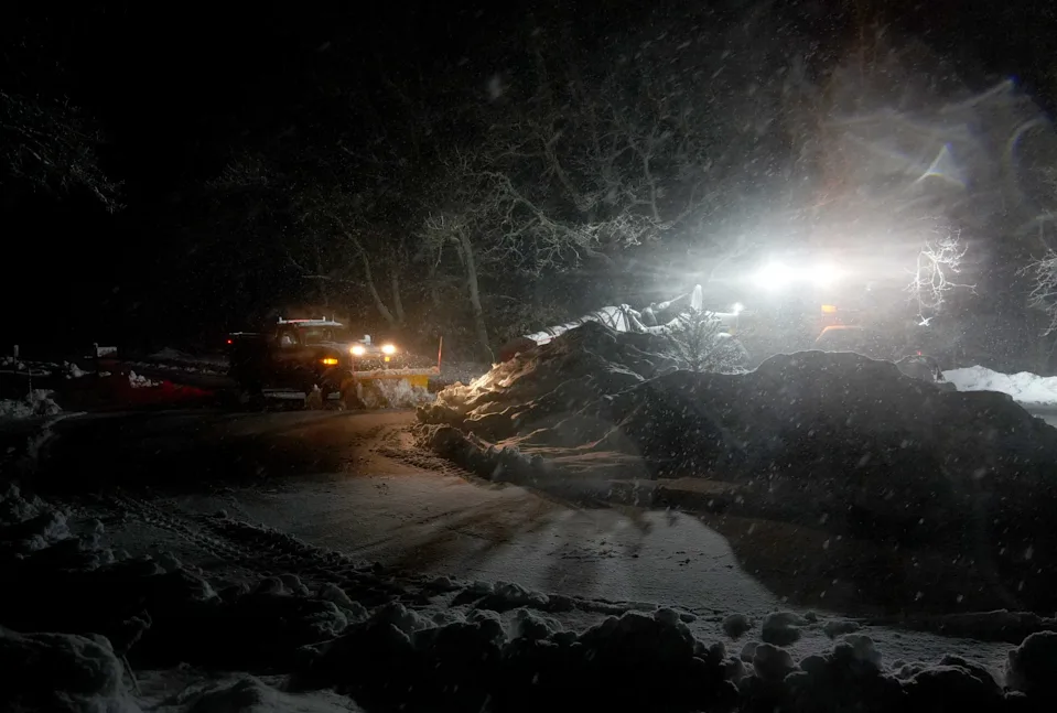 Harwich Department of Public Works crews and plow drivers were out early Monday morning clearing roads as a winter storm hit Cape Cod. Photo taken Feb. 23, 2026