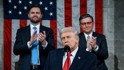 President Trump delivering the first State of the Union address of his second term.