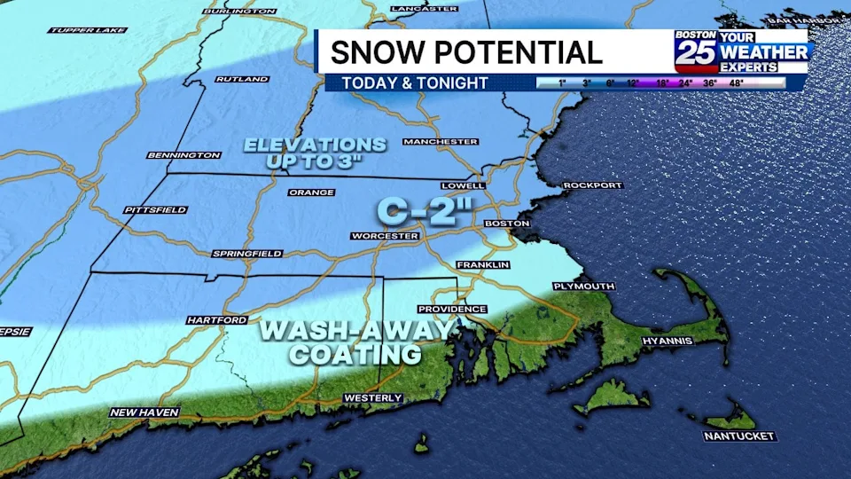 Winter weather advisory issued in Massachusetts. See potential snow totals