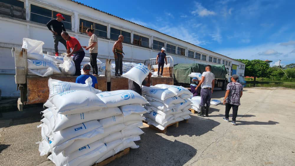 Food aid is prepared for delivery by the World Food Programe to communities in Cuba affected by Hurricane Melissa.
