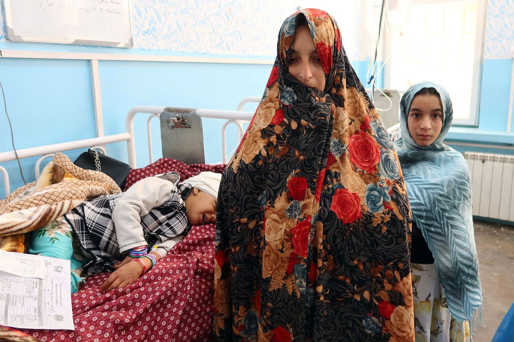 A child is treated at a health centre in Herat, Afghanistan.