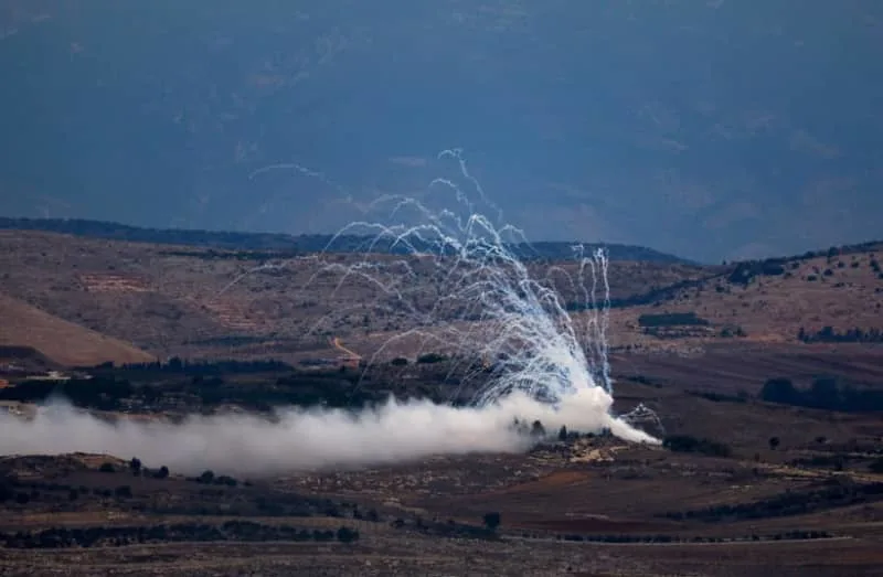 White phosphorus fired by Israeli army to create a smoke screen, is seen on the Israel-Lebanon border in northern Israel, November 12, 2023. (credit: REUTERS/EVELYN HOCKSTEIN)