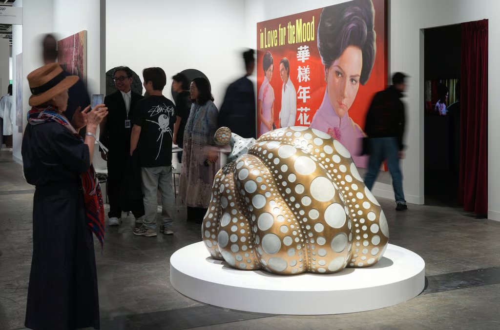 Sculptures and paintings are seen at the Ota booth at this year’s Art Basel, at the Hong Kong Convention and Exhibition Centre, on March 25. Photo: Eugene Lee