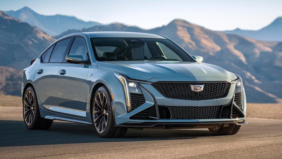 Blue 2025 Cadillac CT5-V Blackwing Parked Front 3/4 View