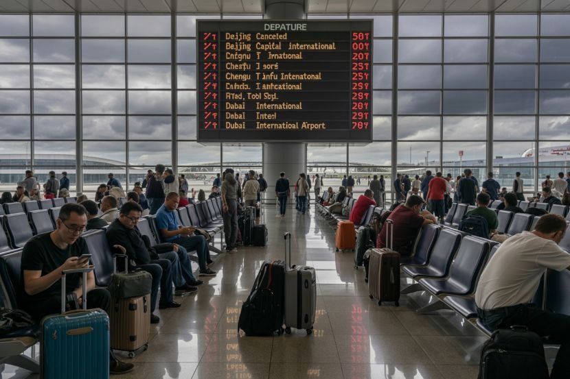 Travel chaos strikes china as 46 flights are called off and 1565 delayed