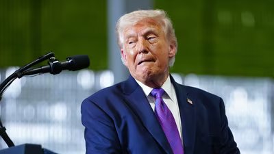President Donald Trump at a meeting in Kentucky. (AP)