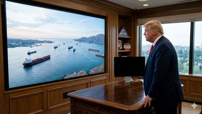 Trump claimed that Iran had allowed 20 oil tankers to cross Strait of Hormuz as a gift to US. (AI-generated image)