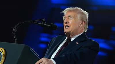 WASHINGTON, DC - MARCH 25: U.S. President Donald Trump attends the National Republican Congressional Committee's annual fundraising dinner at Union Station on March 25, 2026 in Washington, DC. President Trump was this year's keynote speaker at the dinner. (Getty Images via AFP) (Getty Images via AFP)