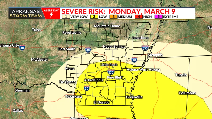 Monday’s an Arkansas Storm Team Alert Day for severe weather