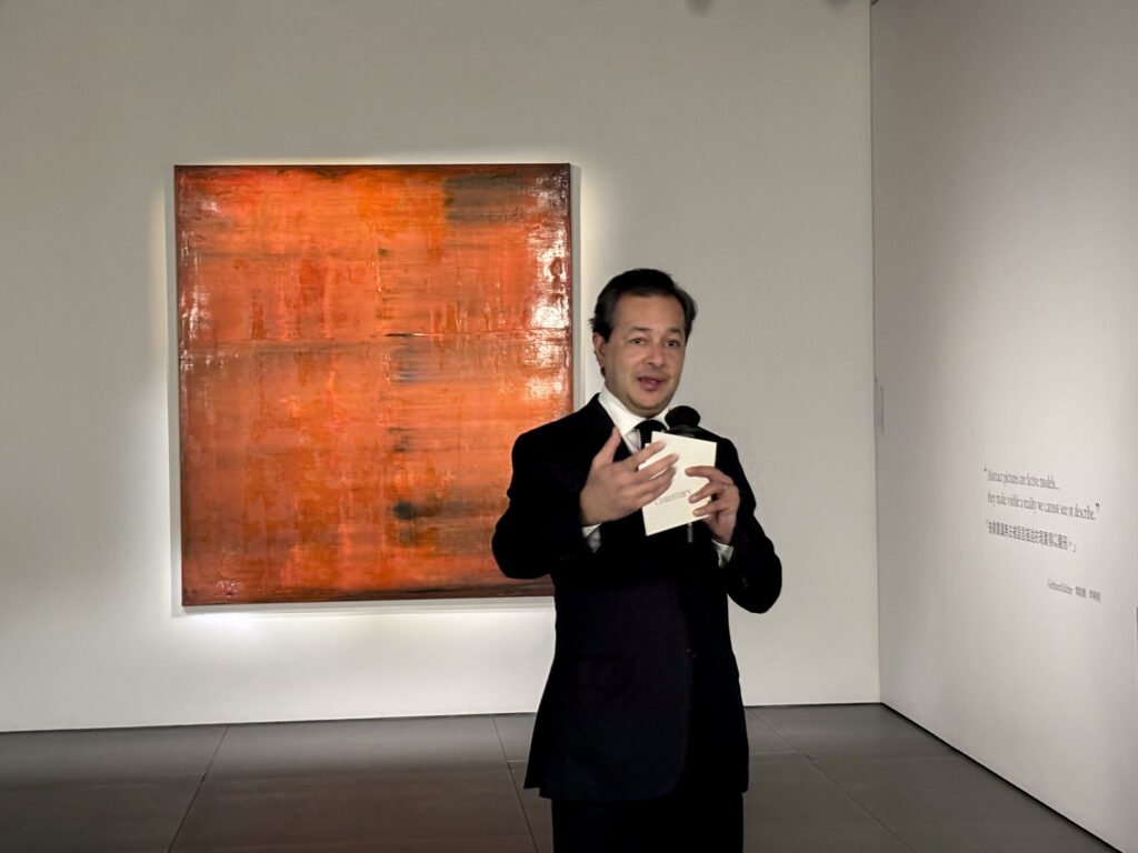 President of Christie's Asia Pacific, Rahul Kadakia, speaks to reporters at The Henderson in Central, Hong Kong, on March 24. [LEE JIAN]