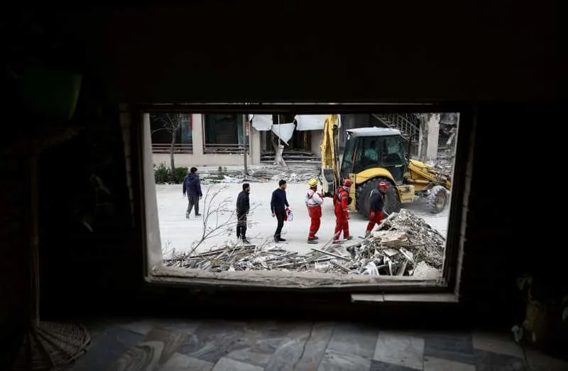 Emergency responders work at a site of the Qatari Al-Araby TV and business building damaged by a strike, as the US-Israeli conflict with Iran continues, in Tehran, Iran, March 29, 2026. (credit: MAJID ASGARIPOUR/WANA (WEST ASIA NEWS AGENCY) VIA REUTERS)