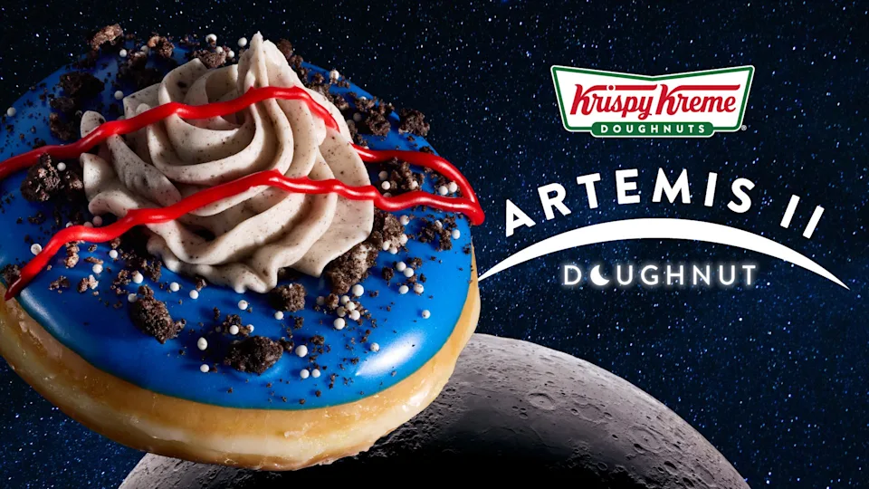 Pictured is Krispy Kreme's limited-edition Artemis II Doughnut.