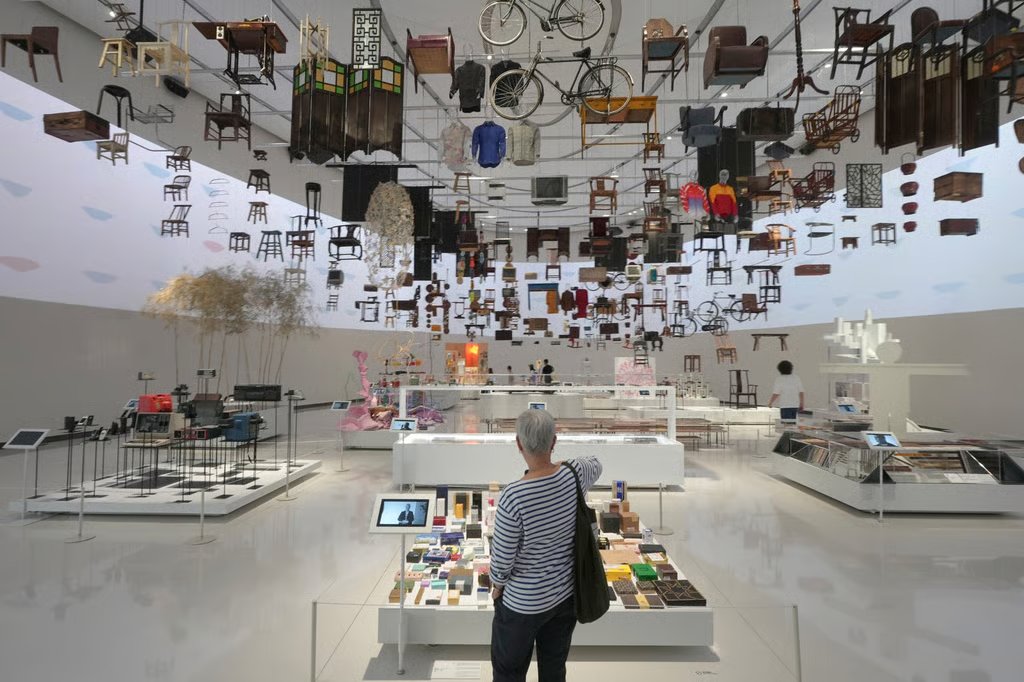 A visitor takes in the “Design100: Design People Life” exhibition at Shenzhen Bay Culture Square. Photo: Sun Yeung