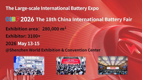 The 18th China International Battery Fair (CIBF 2026) will be held from May 13-15 at the Shenzhen World Exhibition & Convention Center, featuring over 3,100 exhibitors and a total exhibition area of 280,000 square meters
