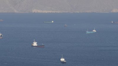 Ships and tankers in the Strait of Hormuz off the coast of Musandam, Oman. (REUTERS)